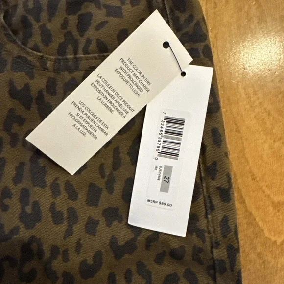 DKNY Women's High Rise Brown Black Leopard Print Size 27 NWT Pants - Picture 10 of 11